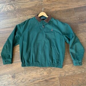 Ralph Lauren Polo Green Barn Jacket with Brown Corduroy Collar